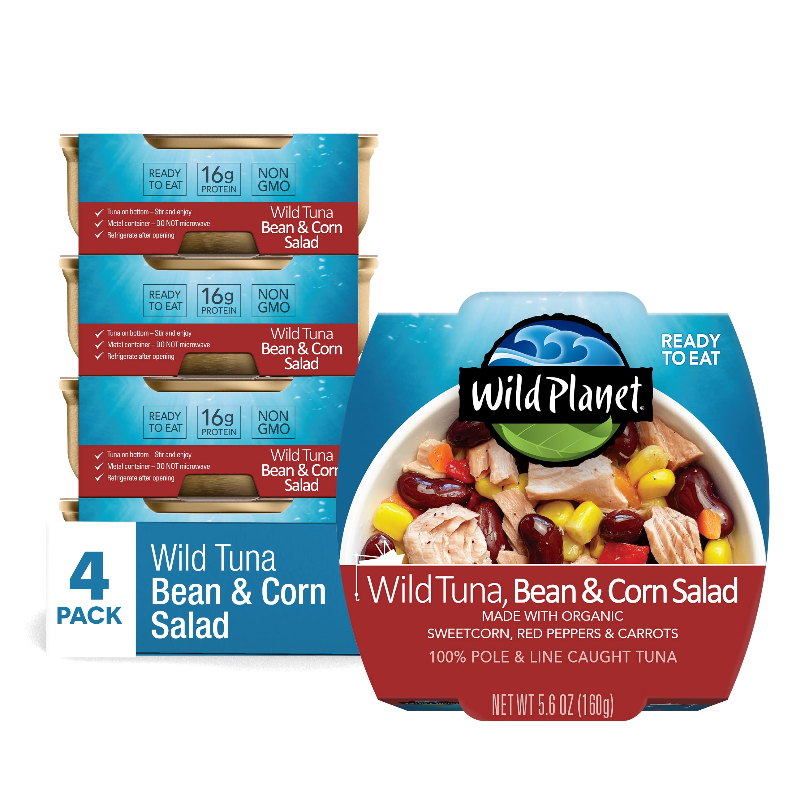 Wild Planet Ready to Eat Wild Tuna Bean & Corn 5.6oz (Pack of 4)